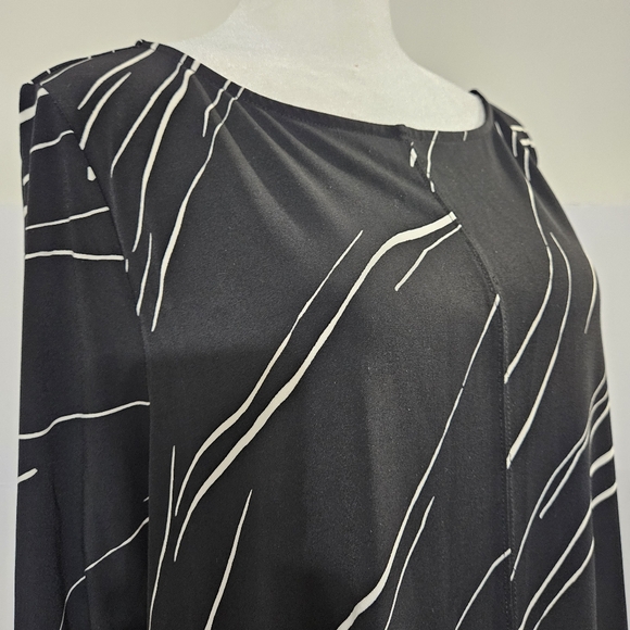 Alfani Size L Black Long-Sleeved Womens Wide Crew Neck Long Dress Shirt  Blouse - Picture 7 of 16